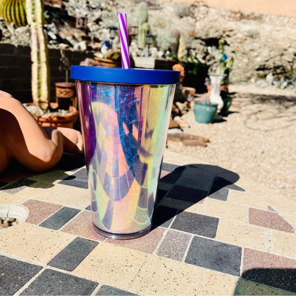 Starbucks acrylic blue crinkle wave iridescent foil 2019 shiny - Picture 15 of 16